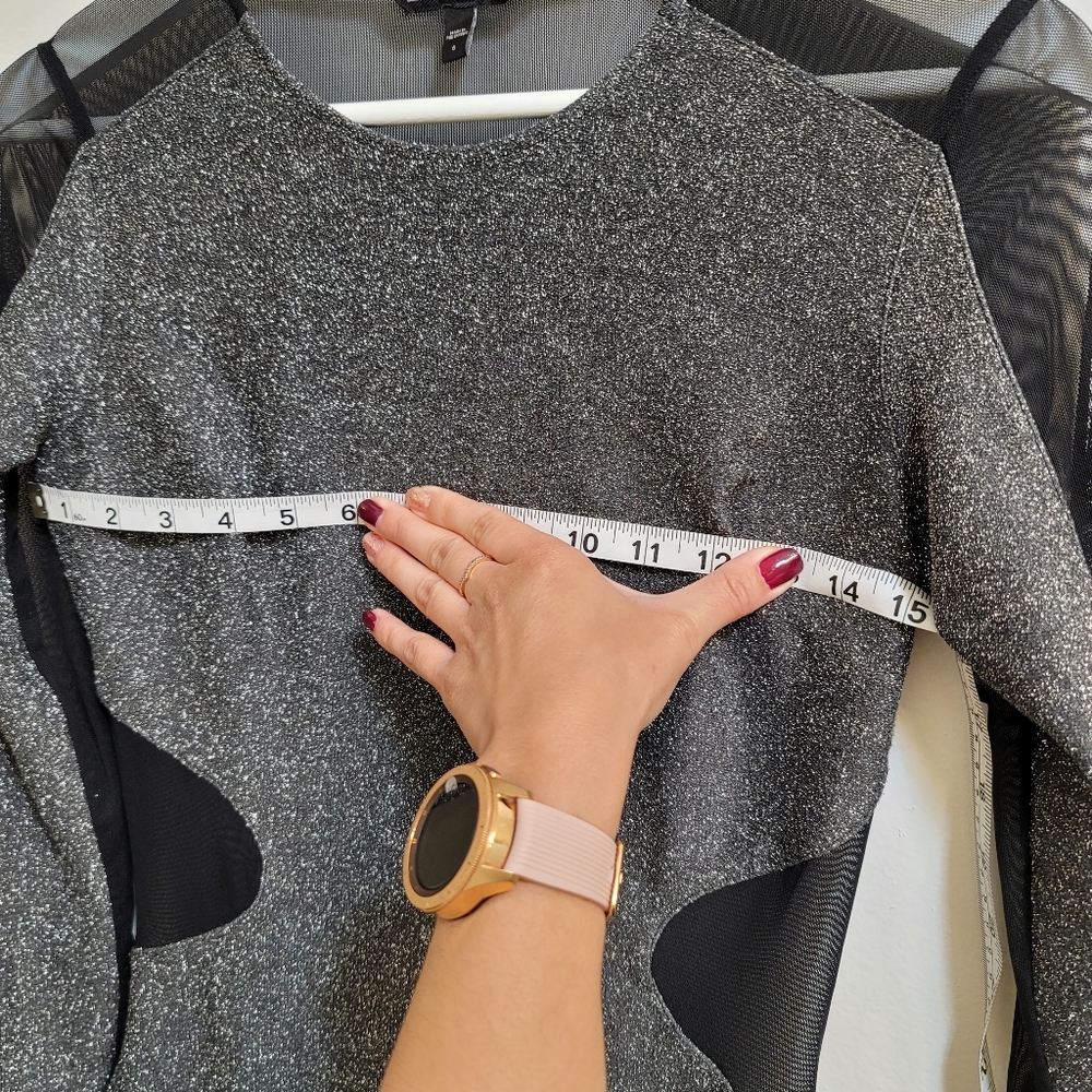 Express Silver Metallic Long Sleeve Dress in 6 - Picture 13 of 16